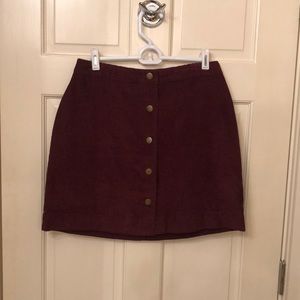 Corduroy Burgundy Button Down Skirt